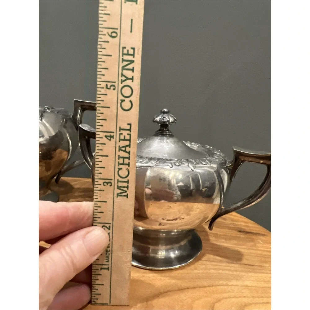 Vintage Forbes Silver Co 244 Tea Set 4 Piece Teapot, Sugar Bowls, Creamer